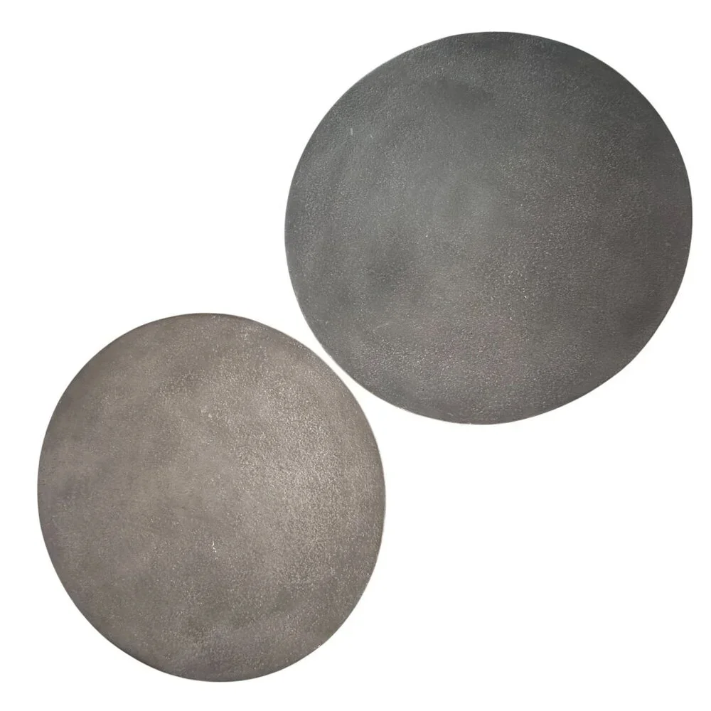 West Elm Cast Metal Chargers Round Pewter Gray Textured Set Of 2 13